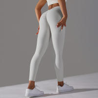 Pantalones de yoga con espalda en V para mujer, leggings sexys para entrenamiento Fiess, gimnasio, correr, cintura alta - details 2
