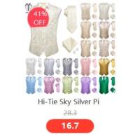 Chaleco de seda sólida para hombre, corbata de color champán, rosa, azul, verde, morado y rojo, gemelos de pañuelo, clips formales para boda y negocios - details 45