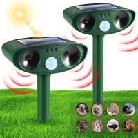 Repelente solar de animales ultrasónico para exteriores disuasivo para perros y gatos Sensor de movimiento de 110° 6-8m con luz para mapache mofeta ciervo jardín y Patio - details 4