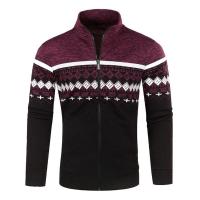 2025 Chaqueta de jacquard fina y holgada informal con cuello levantado de terciopelo para hombre, suéter de punto, estilo - details 1
