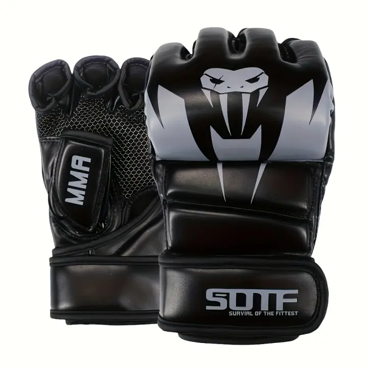 Guantes Sin Dedos Premium para MMA y Boxeo, Transpirables y Absorbentes de Choques para un Agarre y Protección - 1