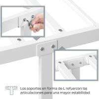 Cama Doble 140 x 200 cm con Espacio Almacenamiento Bajo Marco Metal Altura l Suelo 32 cm Blanco - details 4