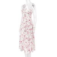 Vestido Midi bohemio de verano con tirantes finos y abertura en el muslo, vestido con lazo en la parte delantera, estampado liso, sin mangas, Vintage, vestidos de playa - details 12
