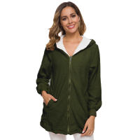 Suéter de lana con chaqueta de lana de cordero con capucha y cremallera para mujer - details 18