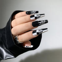 Ataúd Uñas acrílicas de cobertura completa, Uñas postizas francesas con pegatina de pegamento para mujeres y niñas - details 4