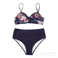 Nuevo Bikini dividido de color sólido con tiras cruzadas, traje de baño de cintura alta, sexy - details 9