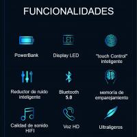 Auriculares Bluetooth inalámbricos con micrófono y estuche de carga, auriculares Bluetooth, auriculares táctiles, estéreo de alta fidelidad, deportivos, resistentes al agua, con micrófono, auriculares inalámbricos - details 5