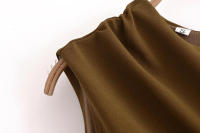 Mini vestido elegante de verano con cuello redondo y sin mangas, decoración informal plisada, vestidos cortos en la espalda para mujer - details 15