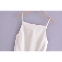Camisola Sin Espalda con Cordones Lisos a la Moda para Mujer Top Elegante Vintage con Cuello Cuadrado y Tirantes Finos - details 4