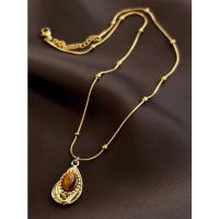 El acero de titanio no se desvanece, collar de piedra de ojo de tigre, nuevo diseño de nicho, sentido avanzado - details 3
