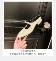 Medias zapatillas francesas sandalias de mujer zapatos Mary Jane de un pedal zapatos Muller de tacón grueso para mujer - details 10