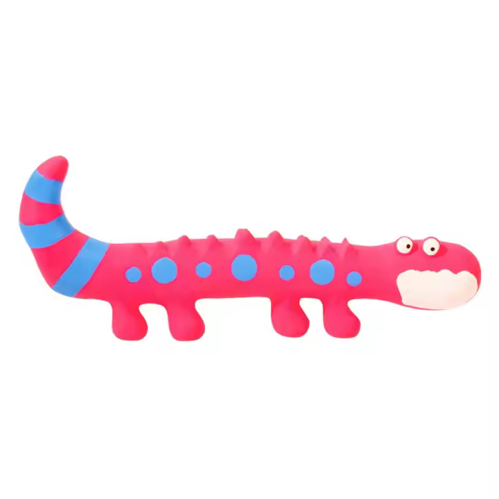 Juguete chirriante de látex para perros de dibujos animados, resistente a mordeduras, juguetes interactivos para masticar para cachorros, forma de lagarto, juguete de entrenamiento con sonido para perros, Limpieza de dientes - 1