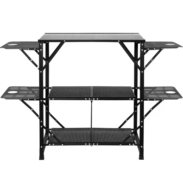 SucceBuy Mesa de cocina para acampar, estación de cocina portátil plegable de una sola pieza con bolsa de transporte, mesa de aluminio - 1