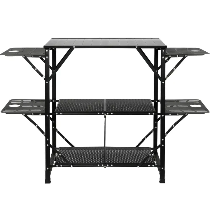 SucceBuy Mesa de cocina para acampar, estación de cocina portátil plegable de una sola pieza con bolsa de transporte, mesa de aluminio - 1