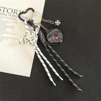 Llavero con lazo de perlas de cuero brillante Ins Y2k, colgante de mochila con corazón de amor, borla larga hecha a mano, llavero con lazo 3D, regalo para niñas - details 5