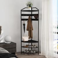 Perchero de esquina de metal, perchero de pie con 12 ganchos móviles y estante de almacenamiento para pasillo, salón, dormitorio, oficina, pasillo, entrada - details 2