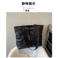 Moda señoras Tote bolsos de gran capacidad de algodón acolchado bolsa de compras rombo bolso portátil acolchado sólido para viajes de ocio - details 8