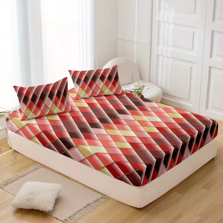 Juego De Cama Con Estampado De Rombos, 3 Piezas, 1 Pieza, 2 Piezas, Funda De Almohada, Sin Núcleo - 1