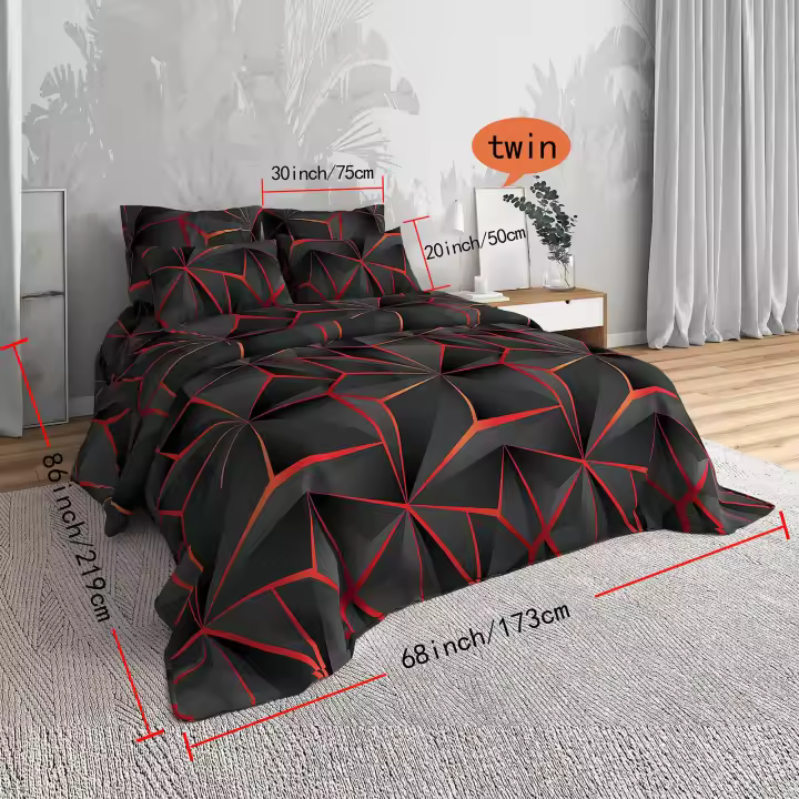 Conjunto de Ropa de Cama Nórdica de Moda de 2/3 Piezas Sin Núcleo, 1*Funda Nórdica + 1/2*Funda de Almohada - 1