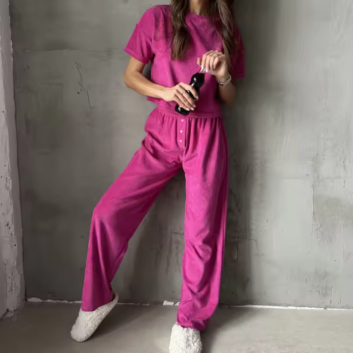 2025 nuevo cómodo señoras traje moda casual top pantalones primavera verano - 1