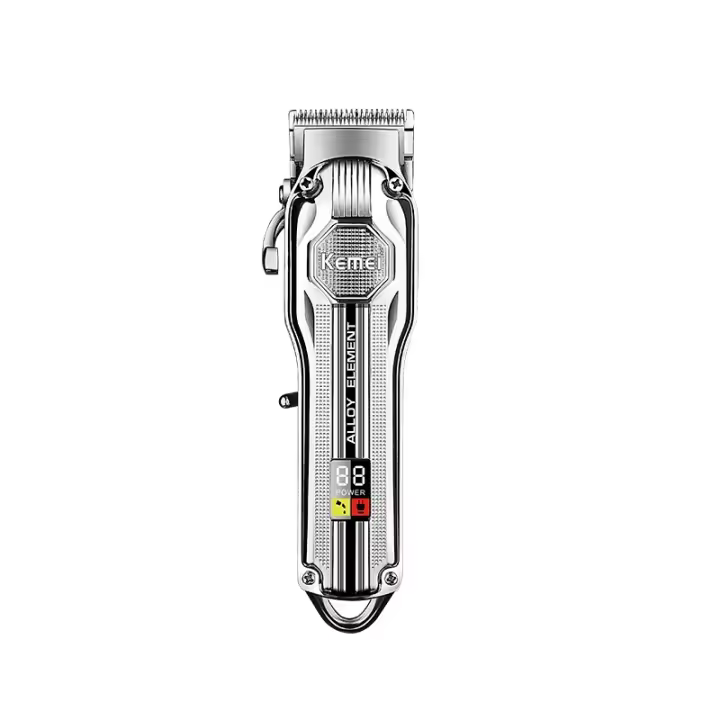Kemei-cortadora de pelo eléctrica para hombre, máquina de corte de pelo inalámbrica, Kit de aseo, cuerpo de Metal - 1