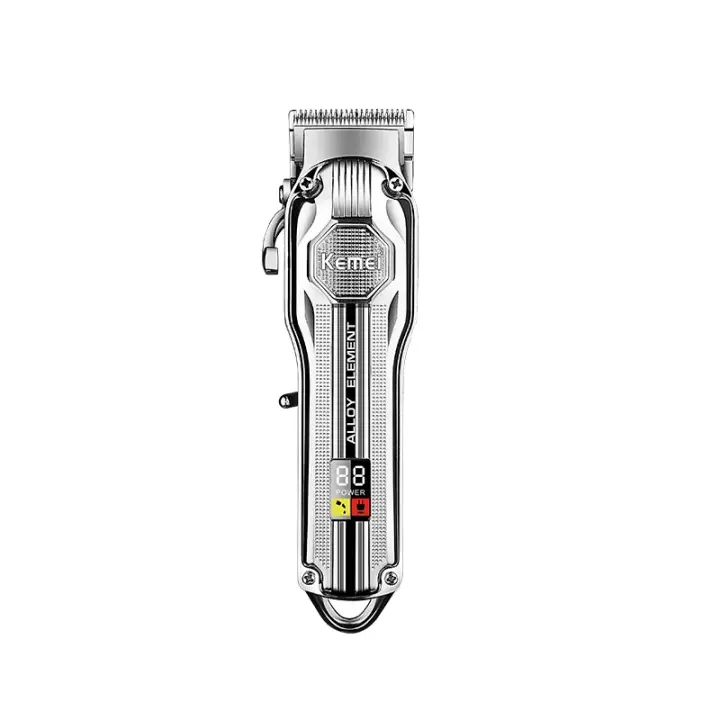Kemei-cortadora de pelo eléctrica para hombre, máquina de corte de pelo inalámbrica, Kit de aseo, cuerpo de Metal - 1