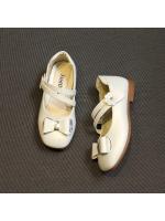Zapatos de cuero para niñas, zapatillas planas de princesa con pajarita, zapatos de flores para niñas, zapatos planos informales para niños, zapatos de tacón bajo para baile y boda, suaves - details 16