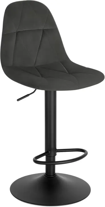 Taburete de bar, taburete de bistro con respaldo, taburete de cocina con altura ajustable entre 60 y 81 cm, taburete giratorio de terciopelo de 360° ° Estructura metálica - 1