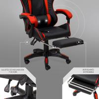 Gaming con Respaldo Ergonómico Inclinable y Altura Ajustable, Silla de Oficina con Soporte Lumbar, Acolchado y Reposapiés Extraíble, Negro, 58x66x114-124 cm - details 28