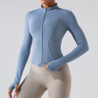 Top de Yoga de manga larga para mujer, chaqueta deportiva ajustada con cuello levantado para entrenamiento para correr, chaqueta deportiva para exteriores - details 4
