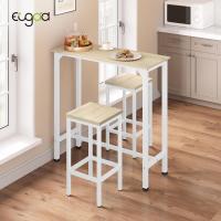 Conjunto de Mesa de Bar y Taburete Estructura de Metal y Roble Claro + Blanco 100x40x100 cm - details 1