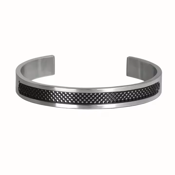 Pulsera minimalista y personalizada para hombre de acero inoxidable y titanio - 1