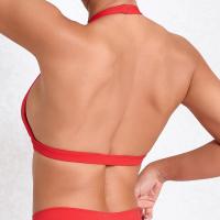 Sujetador deportivo con cuello en V para mujer, ropa interior sexy, top con espalda descubierta y cuello halter para fitness, ropa de yoga, sujetador activo para gimnasio con copas, color blanco - details 6