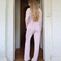 Conjunto de ropa de dormir cómodo para mujer, camisa, blusa y pantalones con estampado gráfico de manga larga, estilo vintage, 2 piezas - details 14
