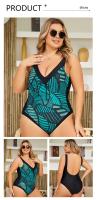 Traje de Baño de Talla Grande con Estampado de Flor Sexy Escote en V Profundo, Espalda Descubierta, Material de Poliéster - details 7