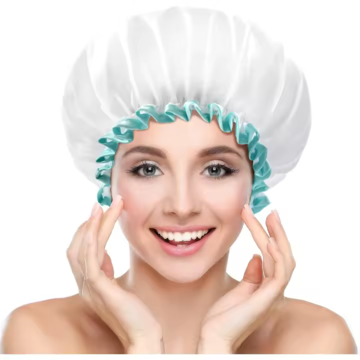 Gorro De Ducha Grande Blanco Para Mujer Con Cabello Largo, Doble Capa Impermeable, Reutilizable, Lavable, Lindo Y SúPer Suave, 1 Unidad - 1