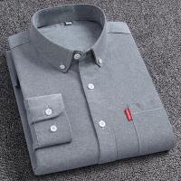 Camisas Oxford de manga larga para hombre, 100% algodón, Color sólido, cuello vuelto, ajuste Regular, ropa diaria para hombre, camisas de fácil cuidado para hombre - details 7