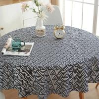 Mantel circular de poliéster grueso de algodón lavable con palmaditas navideñas, estilo nórdico sencillo, cuadros blancos y negros - details 30