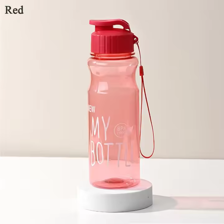 Botella de agua deportiva de gran capacidad, botella de agua portátil multicolor transparente, vaso de plástico para viaje al aire libre, 650ML - 1
