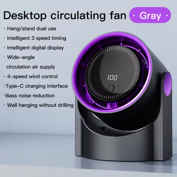 Xiaomi-ventilador eléctrico inteligente, ventilador sin aspas de 100 velocidades, carga USB, aire acondicionado silencioso de escritorio montado en la pared, para oficina, Camping en interiores - 1