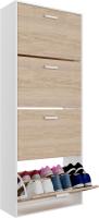 Mueble zapatero de 12 pares - Estantería de gran capacidad para vestíbulo o pasillo - (ancho) 60 x (profundidad) 24 x (alto) 80 cm - Madera clara blanca - details 59