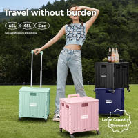 Carrito de Utilidad Plegable Portátil Caja de Herramientas con Tapa Cesta para Compras con 4 Ruedas Giratorias Ideal para Compras, Oficina, Viajes, Acampar - details 2