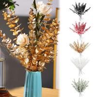 Ramos de flores artificiales para decoración del hogar, hojas verdes realistas, arreglo Floral, ramas, eucalipto, regalo de 20 piezas - details 1