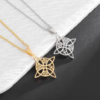 Collar Encanto Bruja Nudo Pendiente Acero Inoxidable Amuleto Joyería Afortunada Para Mujeres Triskelion Ankh Pentagon Valknut - details 5