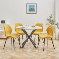 EGOONM-mesa de comedor de lujo para el hogar, mueble de imitación con efecto mármol, redondo, Simple, 100CM - details 7