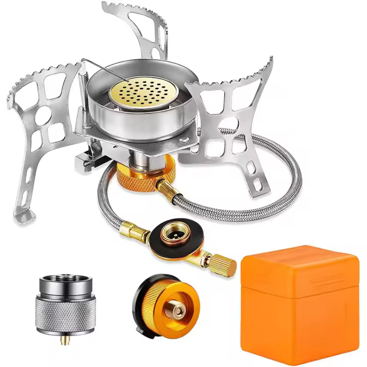 Estufa de Gas Portátil de Acero Inoxidable 3900W, A prueba de viento, Ideal para Acampar y Senderismo - 1