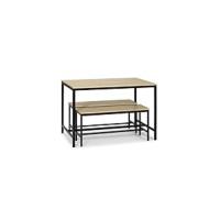 Conjunto Mesa y 2 Bancos Lisboa Blanco para Comedor o Cocina, Mesa 110 cm x 70 cm x 75 cm, Estructura metálica - details 8