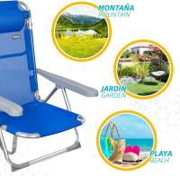 Playa Plegable, 5 Posiciones, Rayas Multicolor, 48x60x90 cm, Incluye cojín Acolchado, Asa Hombro, Soporta 110 kg, Topes antivuelco, Multiposición, Respaldo reclinable (62675) - details 20