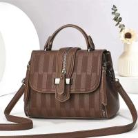 Bolso de hombro diagonal de gran capacidad de alta gama para mujer, botón con cremallera, forro de poliéster -21497 - details 3