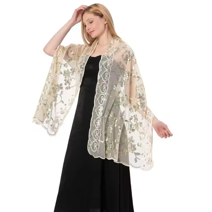 Vestidos de noche para dama de honor, chal de moda para fiesta de boda, capa de señora, envolturas nupciales con lentejuelas - 1